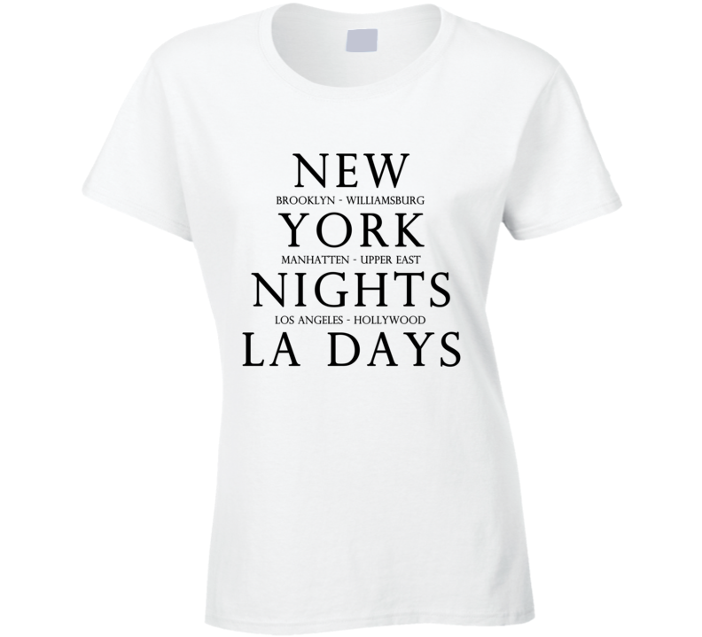 New York Nights LA Days Brooklyn Manhattan Los Angeles Hollywood Fun Graphic Tee Shirt New York Nights LA Days Brooklyn Manhattan Los Angeles Hollywood Fun Graphic Tee Shirt