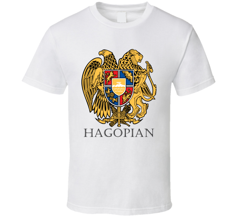 Hagopian Armenian Last Name Surname Armenia Coat Of Arms T Shirt