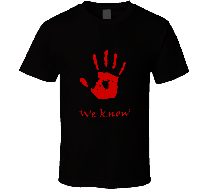 Dark Brotherhood we know t shirt Elder Scrolls Skyrim factions video game shirts Dark Brotherhood we know t shirt Elder Scrolls Skyrim factions video game shirts