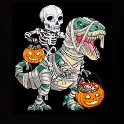 Skeleton Riding Dinosaurs Halloween T Shirt 39327677