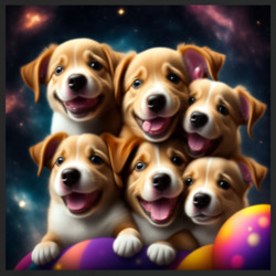 Happy Cute Family Dogs In Outer Space T Shirt 39521163