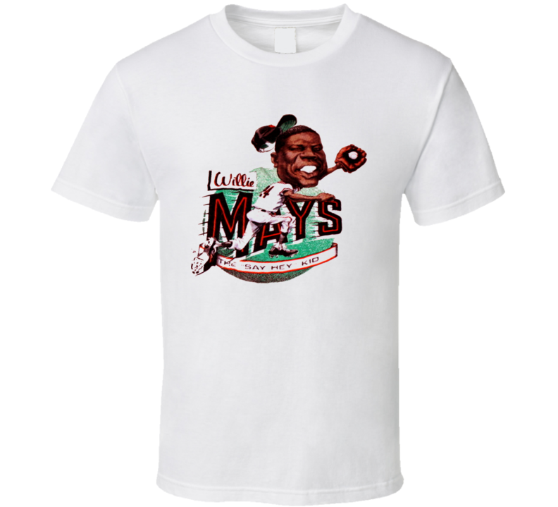 Willie Mays Retro Baseball Caricature T Shirt Willie Mays Retro Baseball Caricature T Shirt