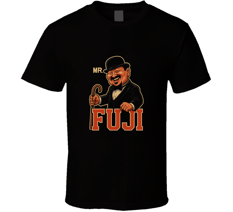 Mr Fuji Retro Wrestling Legend Caricature T Shirt