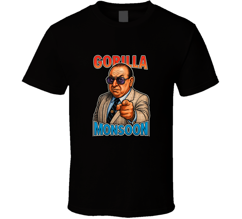 Gorilla Monsoon Retro Wrestling Legend Caricature T Shirt