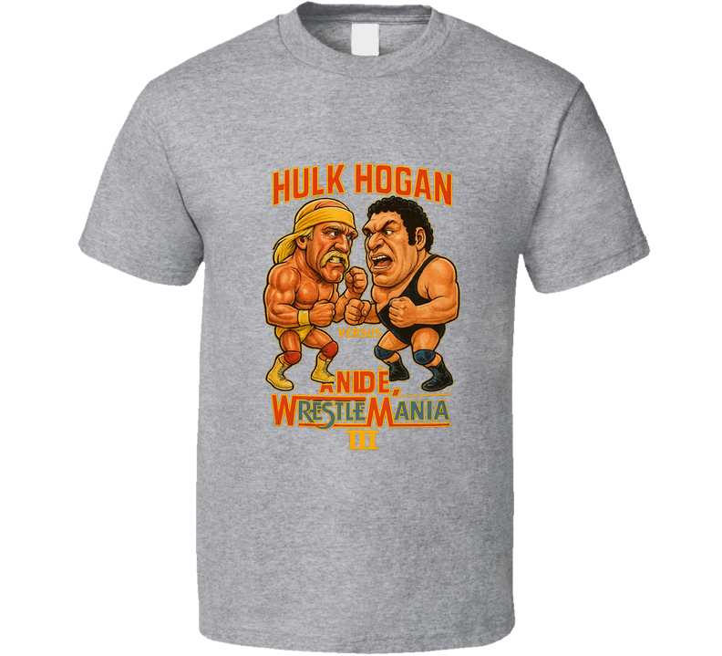 Hulk Hogan Vs Andre The Giant Retro Wrestling Legend Caricature T Shirt