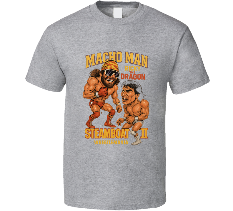 Macho Man Vs Ricky The Dragon Retro Wrestling Legend Caricature T Shirt