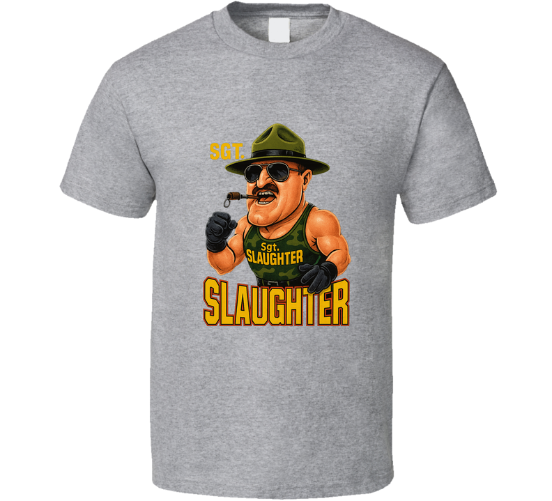 Sgt Slaughter Sergeant  Retro Wrestling Legend Caricature T Shirt