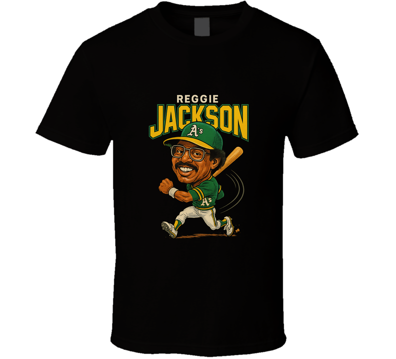 Baseball Reggie Jackson Retro Baseball Caricature T Shirt