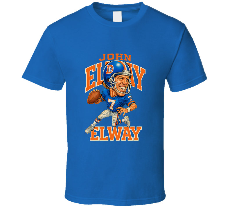John Elway Denver Retro Football Caricature T Shirt