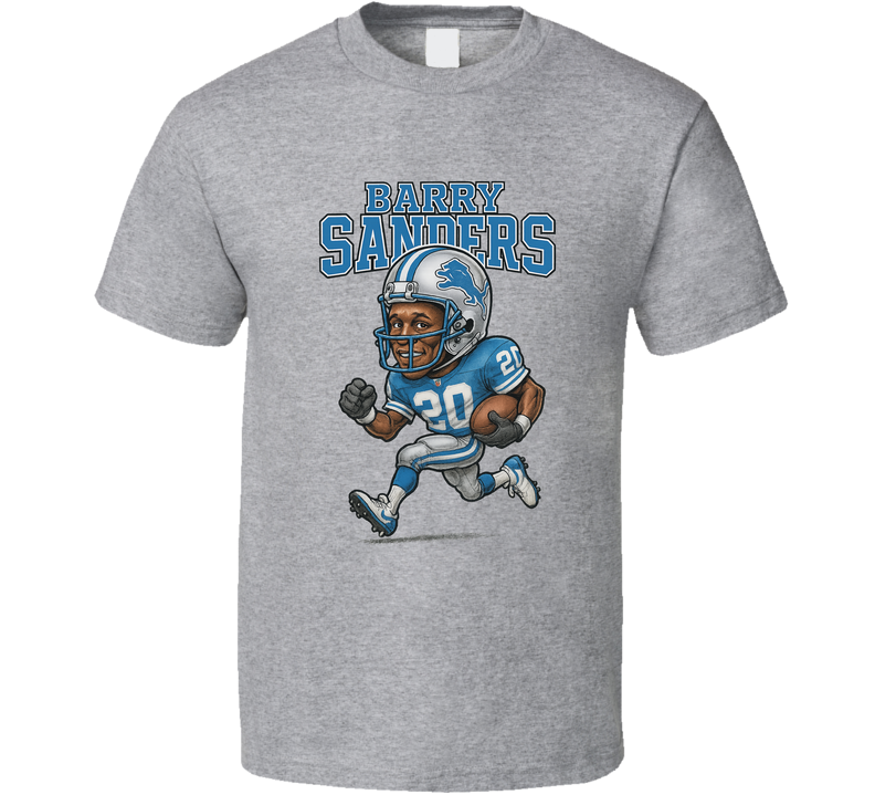 Barry Sanders Detroit Retro Football Caricature T Shirt Barry Sanders Detroit Retro Football Caricature T Shirt