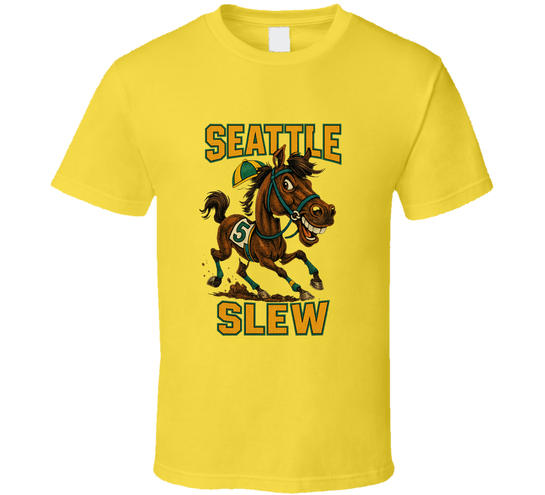 Seattle Slew  Triple Crown Horse Racing Caricature T Shirt