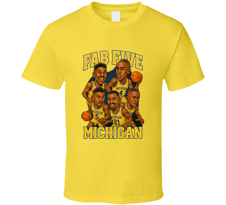 Fab Five Michigan Basketball Retro Tribute T Shirt