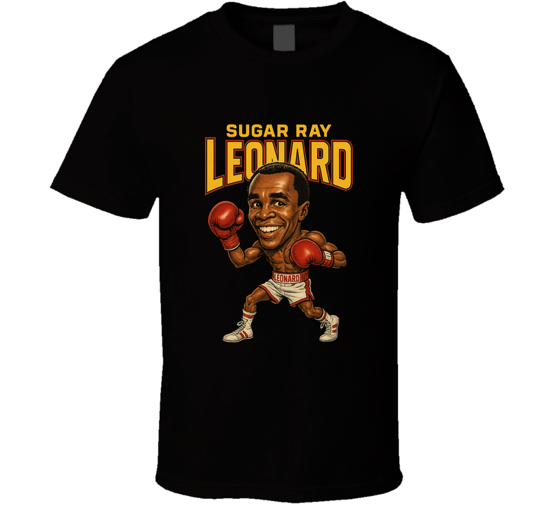 Sugar Ray Leonard Retro Caricature Boxing T Shirt