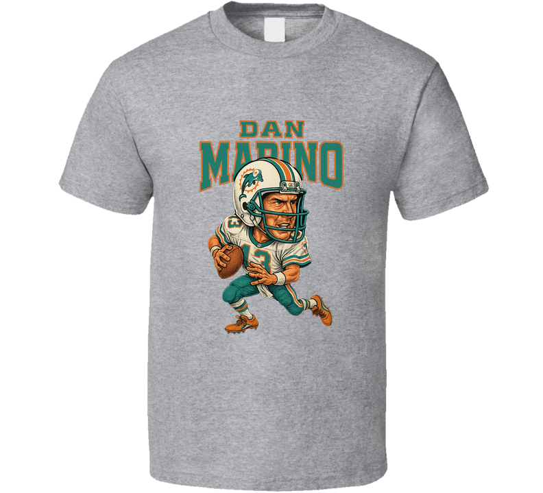 Dan Marino Miami Legend Retro Football Caricature T Shirt