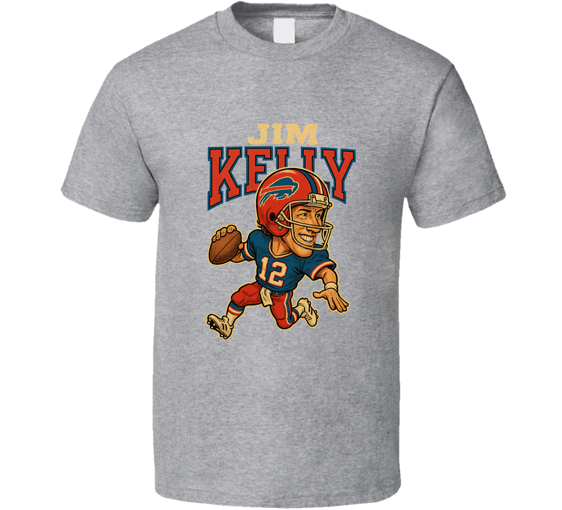 Jim Kelly Buffalo Football Legend Retro Football Caricature T Shirt