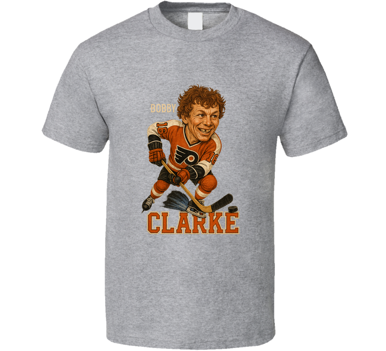 Bobby Clarke Philadelphia Hockey Legend Retro Caricature T Shirt