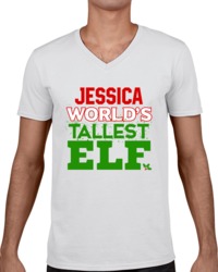 Jessica Worlds Tallest Elf Christmas Holiday V Neck T Shirt 32885974