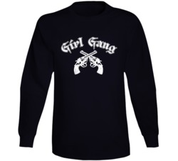 Girl Gang Distressed Guns Bad Girl Club Female Power Badass Long Sleeve T Shirt 38592568