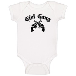 Girl Gang Distressed Guns Bad Girl Club Female Power Crew Baby One Piece 38592570