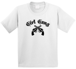 Girl Gang Distressed Guns Bad Girl Club Female Power Crew T Shirt 38592571
