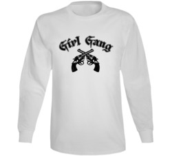 Girl Gang Distressed Guns Bad Girl Club Female Power Crew Long Sleeve T Shirt 38592574