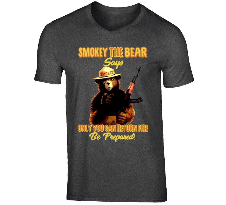 Smokey The Bear Says Only You Can Return Fire V-Neck Smokey The Bear Says Only You Can Return Fire V-Neck