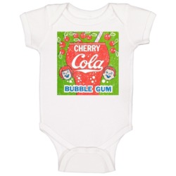 Cherry Cola Bubble Gum Retro Candy Wrapper Logo Poster Baby One Piece 37712045