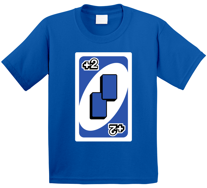 Draw Two 2 Blue Uno Card Game Fan Halloween Fancy Dress Toddler Youth Kids T Shirt