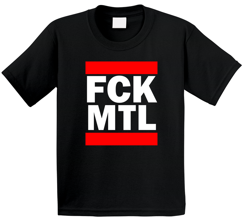 Fck Mtl Montreal Funny Graphic Patriotic Parody Black Toddler Youth Kids T Shirt