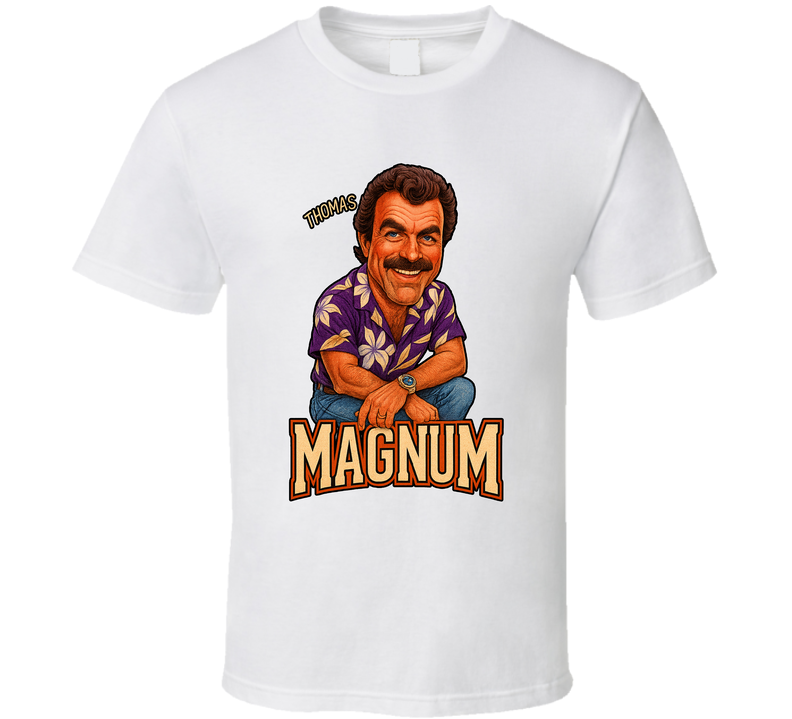 Thomas Magnum Magnum P.i. Tv Series Caricature Fan T Shirt Thomas Magnum Magnum P.i. Tv Series Caricature Fan T Shirt