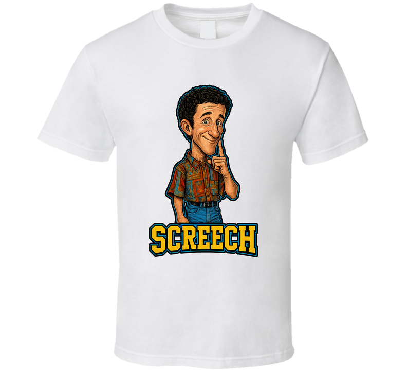 Screech Powers Saved By The Bell Tv Series Caricature Fan T Shirt Screech Powers Saved By The Bell Tv Series Caricature Fan T Shirt