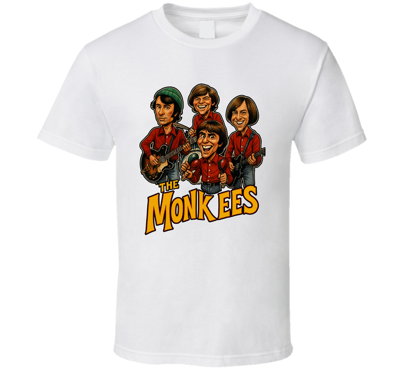 The Monkees Fictional Band Caricature Fan T Shirt The Monkees Fictional Band Caricature Fan T Shirt