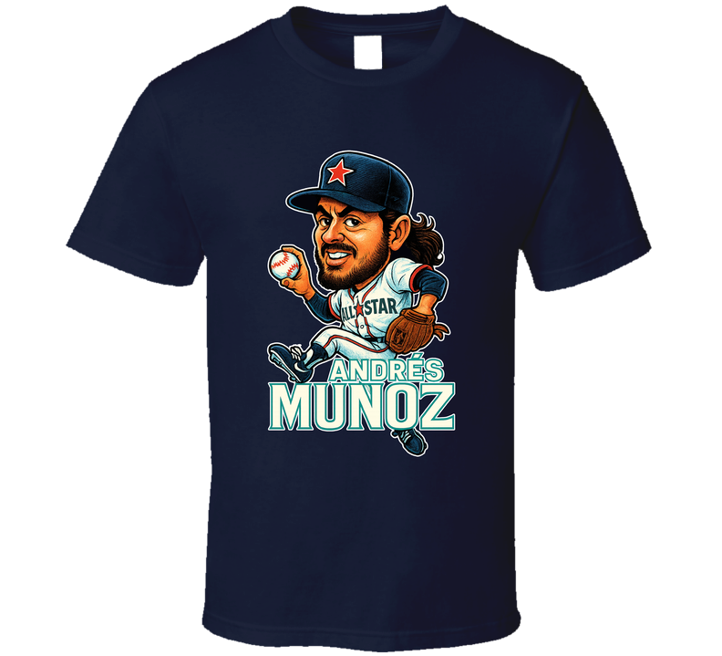 Andres Munoz All Star Baseball Caricature Fan T Shirt Andres Munoz All Star Baseball Caricature Fan T Shirt
