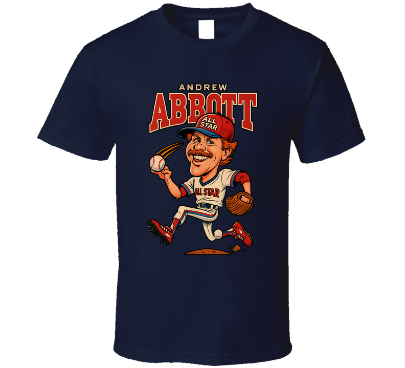 Andrew Abbott All Star Baseball Caricature Fan T Shirt Andrew Abbott All Star Baseball Caricature Fan T Shirt