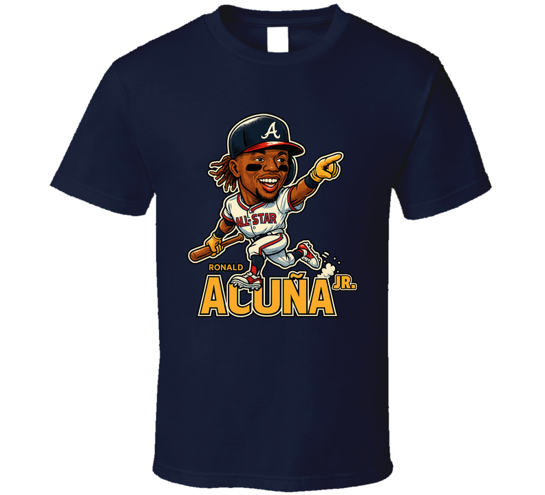 Ronald Acuna Jr. All Star Baseball Caricature Fan T Shirt Ronald Acuna Jr. All Star Baseball Caricature Fan T Shirt