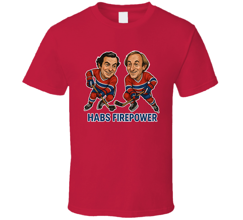 Steve Shutt And Guy Lafleur Habs Firepower Hockey Duo Caricatures Fan T Shirt