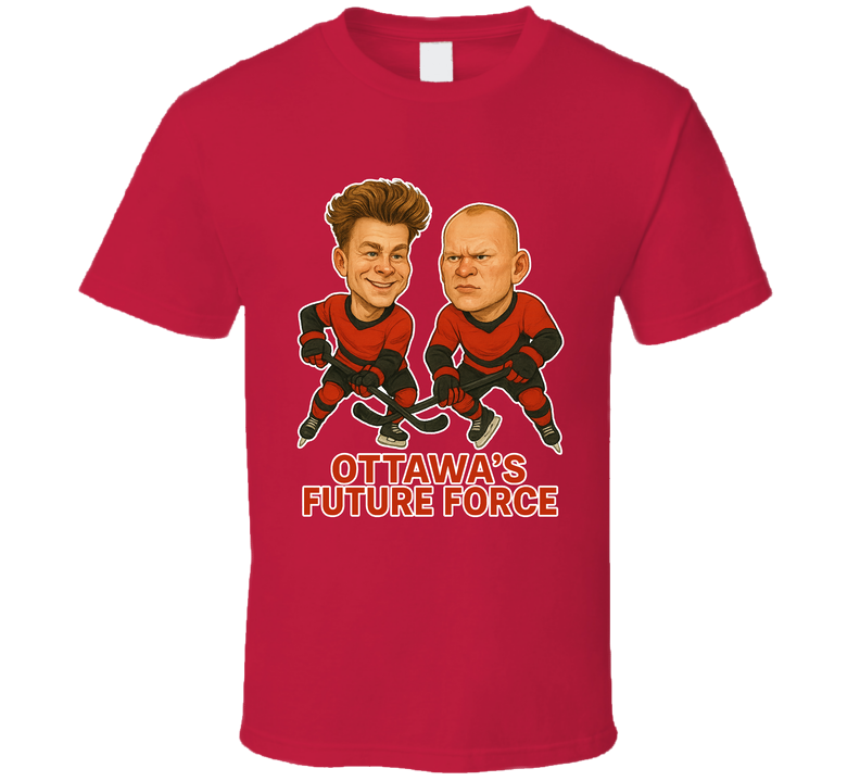 Tim Stutzle And Brady Tkachuk Ottawa's Future Force Hockey Duo Caricatures Fan T Shirt