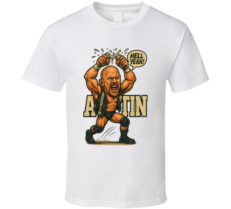 Stone Cold Steve Austin Wrestling Fan Caricature T Shirt