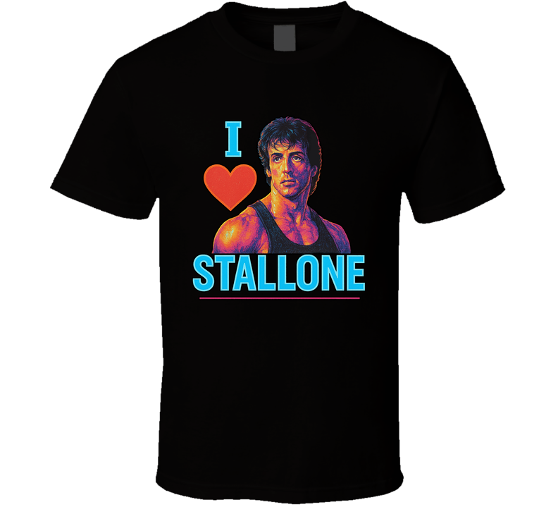 I Heart Love Sylvester Stallone 90s Action Movie Star T Shirt
