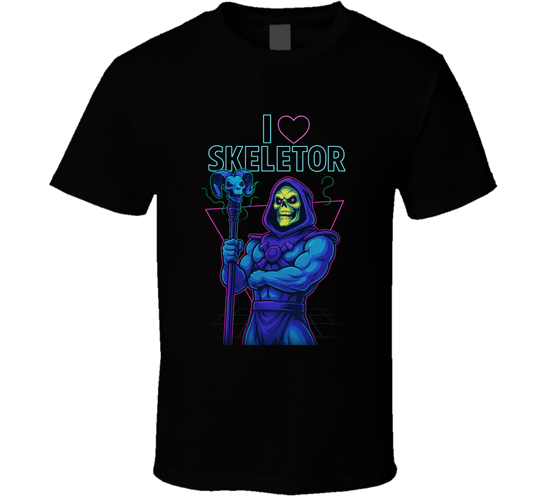 I Heart Love Skeletor 80s Movie Villain Fan T Shirt