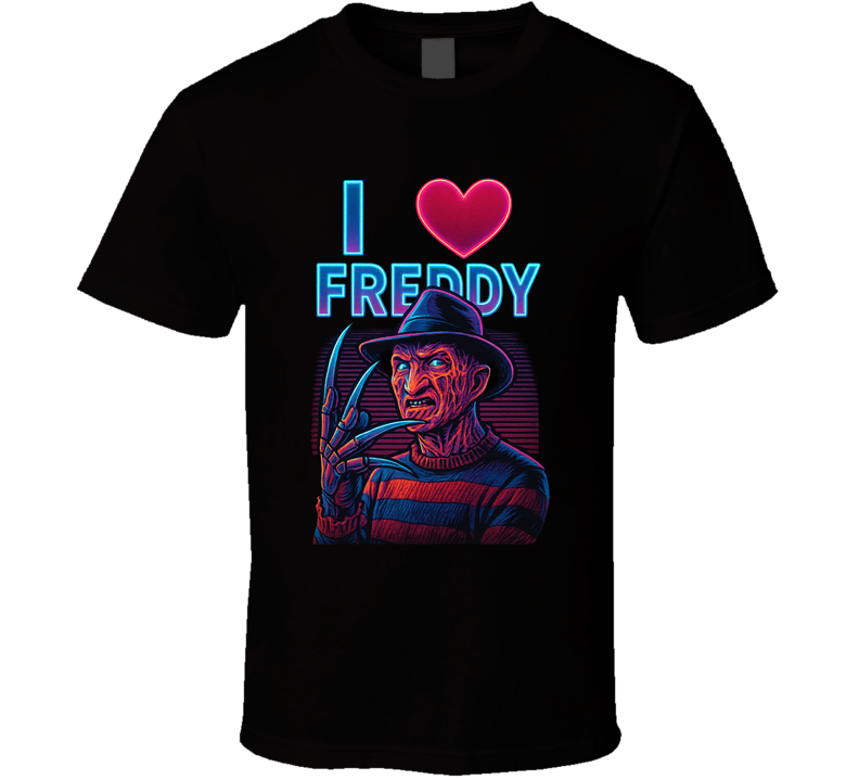 I Heart Love Freddy Krueger 80s Movie Villain Fan T Shirt