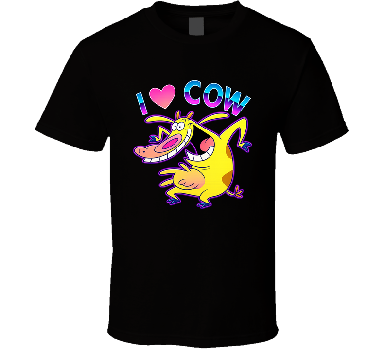 I Heart Love Cow, Cow And Chicken Cartoon Character Fan T Shirt