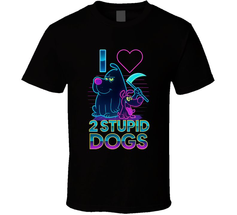 I Heart Love 2 Stupid Dogs Cartoon Character Fan T Shirt