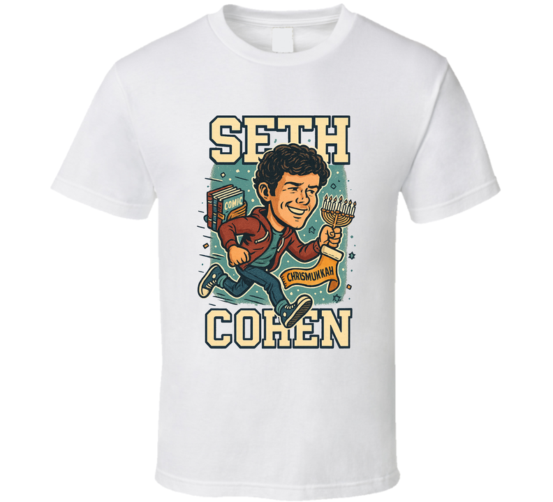 Seth Cohen Chrismukkah The O.c. Tv Show Caricature Retro Look Fan T Shirt Seth Cohen Chrismukkah The O.c. Tv Show Caricature Retro Look Fan T Shirt