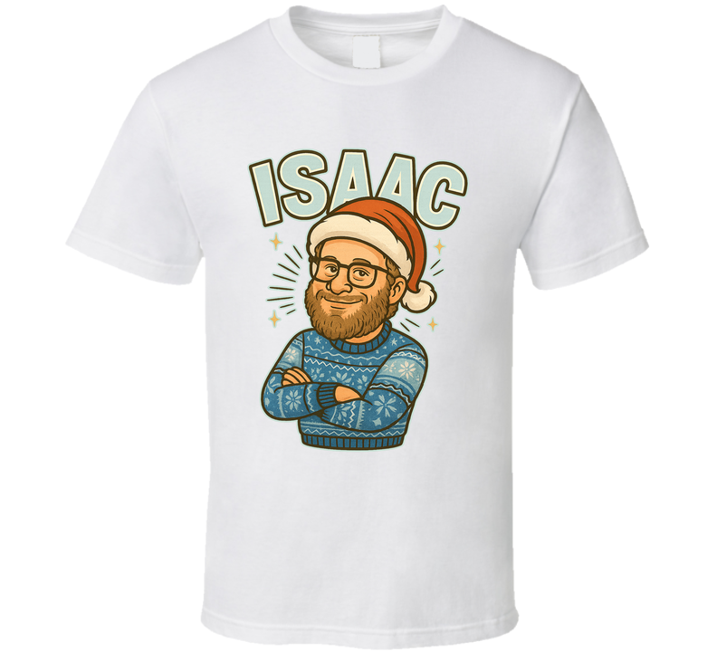 Isaac The Night Before, Christmas Movie Retro Look Caricature T Shirt