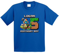 Minecraft Theme 5th Birthday With Custom Name T Shirt 40359649