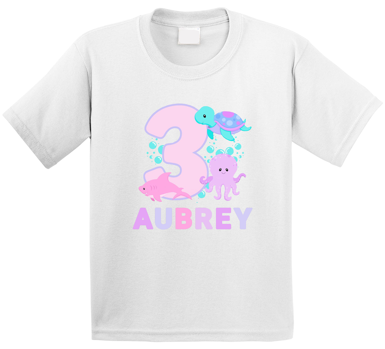 Under The Sea Pastels 3rd Birthday With Name T Shirt