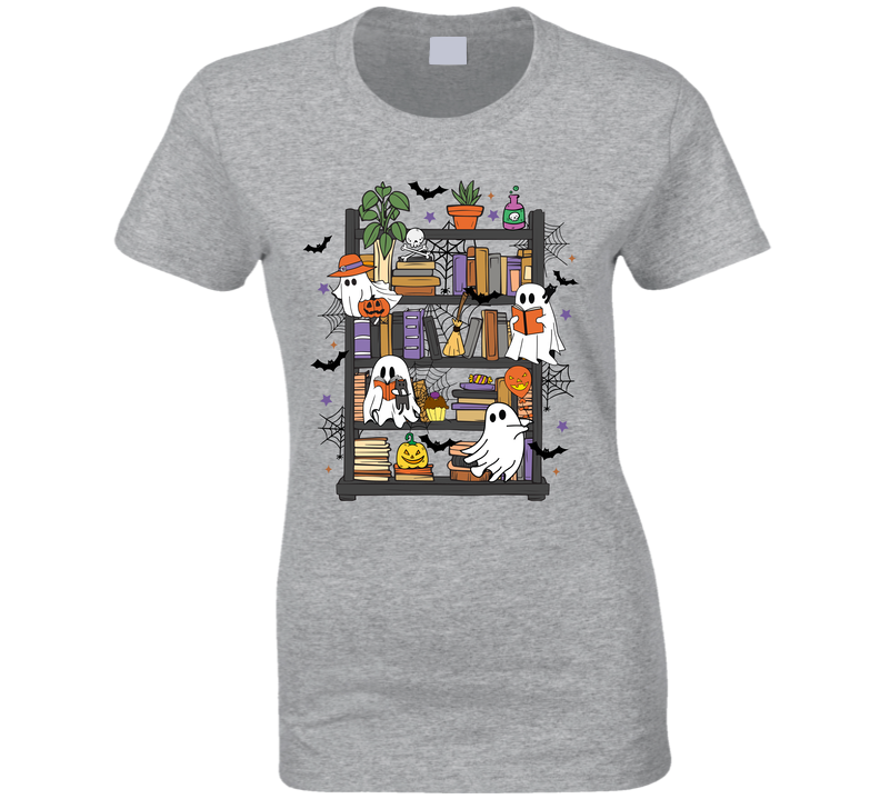 Ghost Bookcase Ladies T Shirt