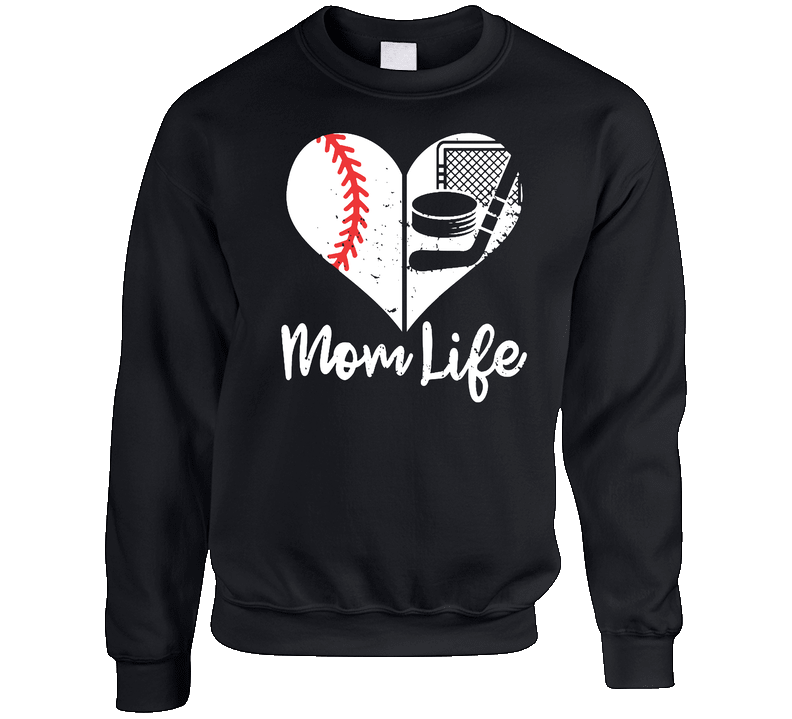 Baseball & Hockey Mom Life Crewneck Sweatshirt