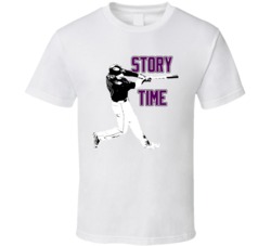 Trevor Story Colorado Baseball Story Time Fan White Tshirt 21086112